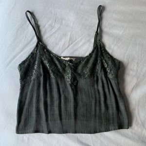 Gauze and lace crop top